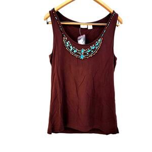 y2k southwestern embellished boho beaded festival Spiegel Tank Top sz XL